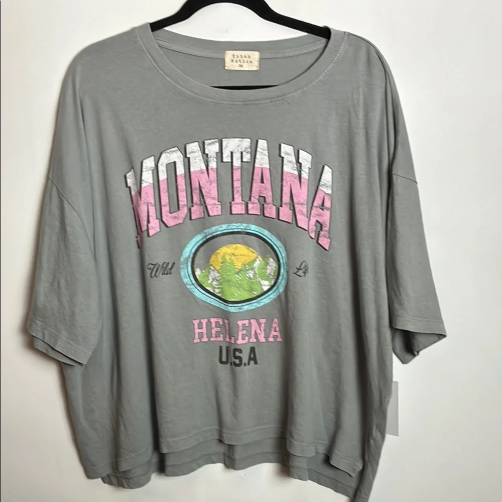 Urban Nation Gray Montana Graphic Cropped Tee - Tshirt - Picture 1 of 6